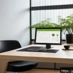 폰트 스타일과 문서 목적의 상관관계 - A modern Japanese office setting featuring a sleek business document displayed on a high-resolution ...
