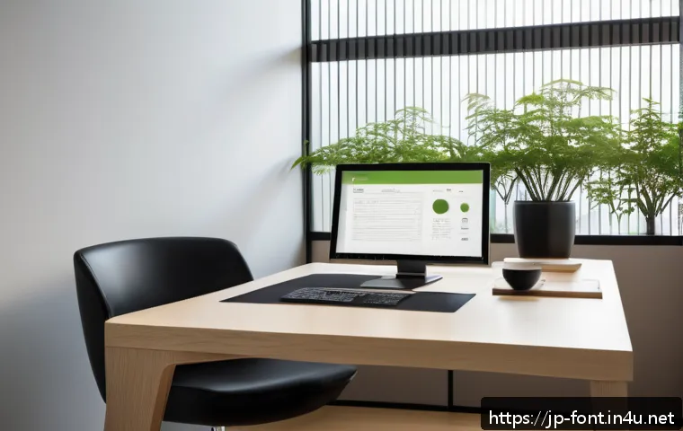 폰트 스타일과 문서 목적의 상관관계 - A modern Japanese office setting featuring a sleek business document displayed on a high-resolution ...