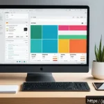 폰트 스타일 테스트 도구 추천 - A sleek modern web designer&rsquo;s workspace featuring a high-resolution computer screen displaying a fon...